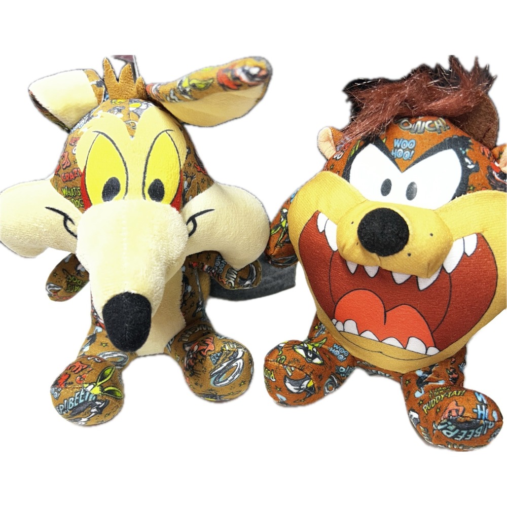 Looney Tunes Plush Set Wile E Coyote Tasmanian Devil Comic Print Stuffed Animals